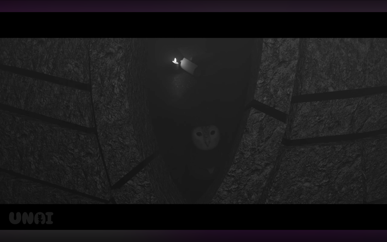 Séquence sombre d'exploration dans UNAI le jeu vidéo